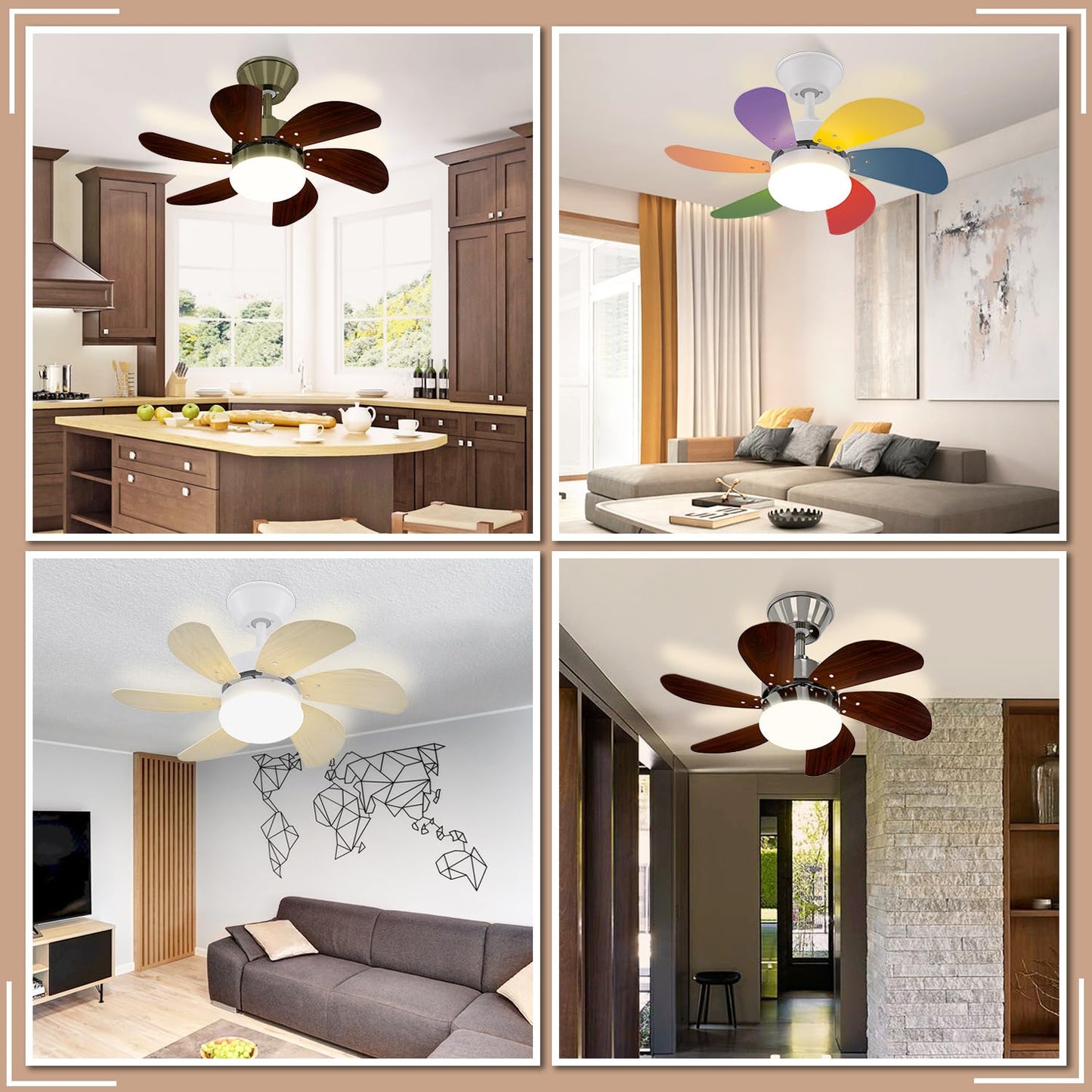 ZMH Deckenventilator Mit Beleuchtung und Fernbedienung Leise - Deckenlampe Ø75 cm 6 Flügeln Ventilator mit Einzelleuchte Deckenleuchte Fan Sommer-Winter für Schlafzimmer Wohnzimmer Balkon