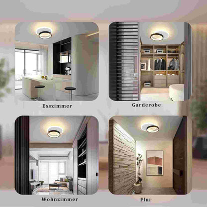 ZMH Deckenlampe LED Deckenleuchte Wohnzimmer - 12W Küchenlampe 3000K Warmweiß Schlafzimmerlampe Modern Design Flurlampe Decke Wohnzimmerlampe Schwarz Rund für Küche Schlafzimmer Flur Ø24.5cm