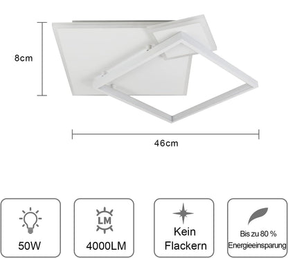 ZMH Deckenlampe LED Deckenleuchte Wohnzimmer - Dimmbar Wohnzimmerlampe 50W Modern Design mit Fernbedienung aus Metall Deckenbeleuchtung für Esszimmer Küche Jugendzimmer Schlafzimmer/Weiß