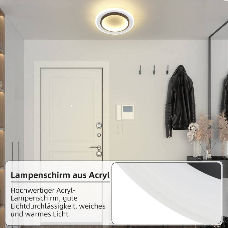 ZMH Deckenlampe LED Deckenleuchte Küche - 14W Küchenlampe 3000K Warmweiß Wohnzimmerlampe Modern Design Flurlampe Wohnzimmer Deckenbeleuchtung Schlafzimmerlampe Ø23.5cm für Schlafzimmer Flur