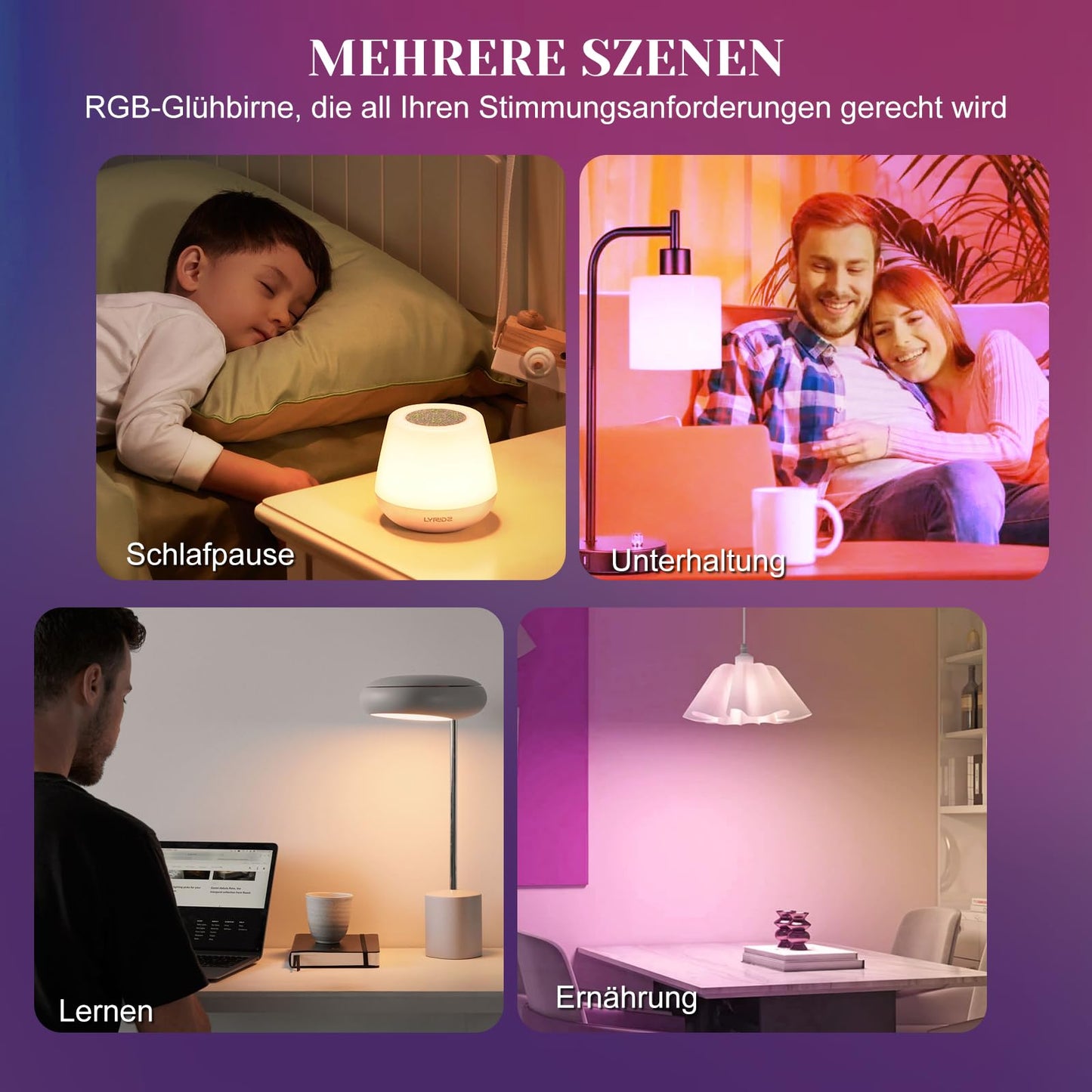 ZMH E14 LED Lampe RGB Glühbirne: 6er Pack Leuchtmittel Dimmbar mit Fernbedienung Farbwechsel Kerzen Glühlampe 4W 3000K Warmweiss Farbige Ambiente Edison Birne Deko für Party Bar Restaurant