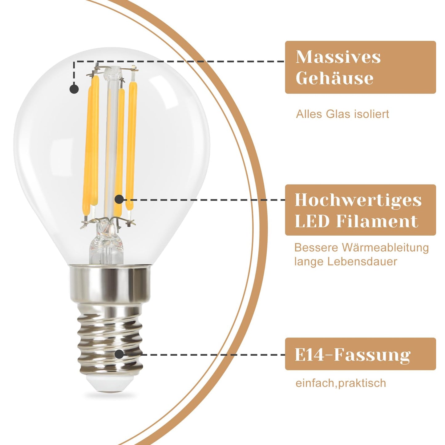 ZMH  6er LED Glühbirne Lampe: E14 Vintage Edison Glühlampe Warmweiß Filament Leuchtmittel G45 2700K Bulbs 4W Retro Birne Hochwertiges Glas Energiesparlampe für Hotel Café Haus Bar