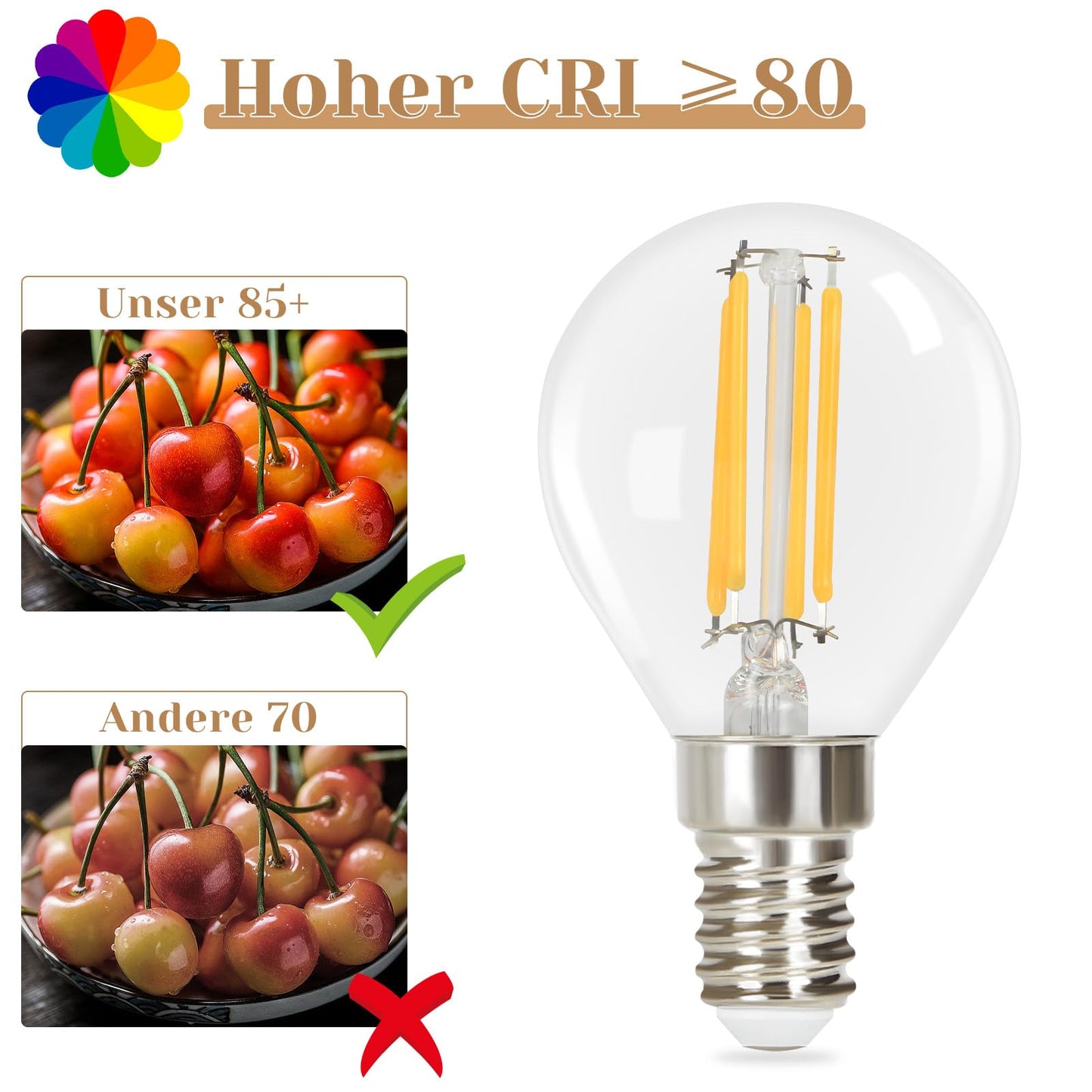 ZMH  6er LED Glühbirne Lampe: E14 Vintage Edison Glühlampe Warmweiß Filament Leuchtmittel G45 2700K Bulbs 4W Retro Birne Hochwertiges Glas Energiesparlampe für Hotel Café Haus Bar