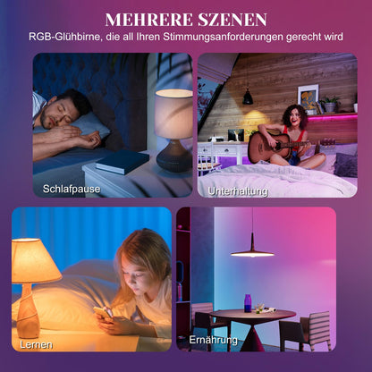 ZMH LED Glühbirne mit Fernbedienung E27 RGB Lampe - 2er Pack LED Farbwechsel Lampe Dimmbar 4W Farbige Birne Leuchtmittel Warmweiß 3000K Bunt Edison Bulb Deko für Party Bar KTV