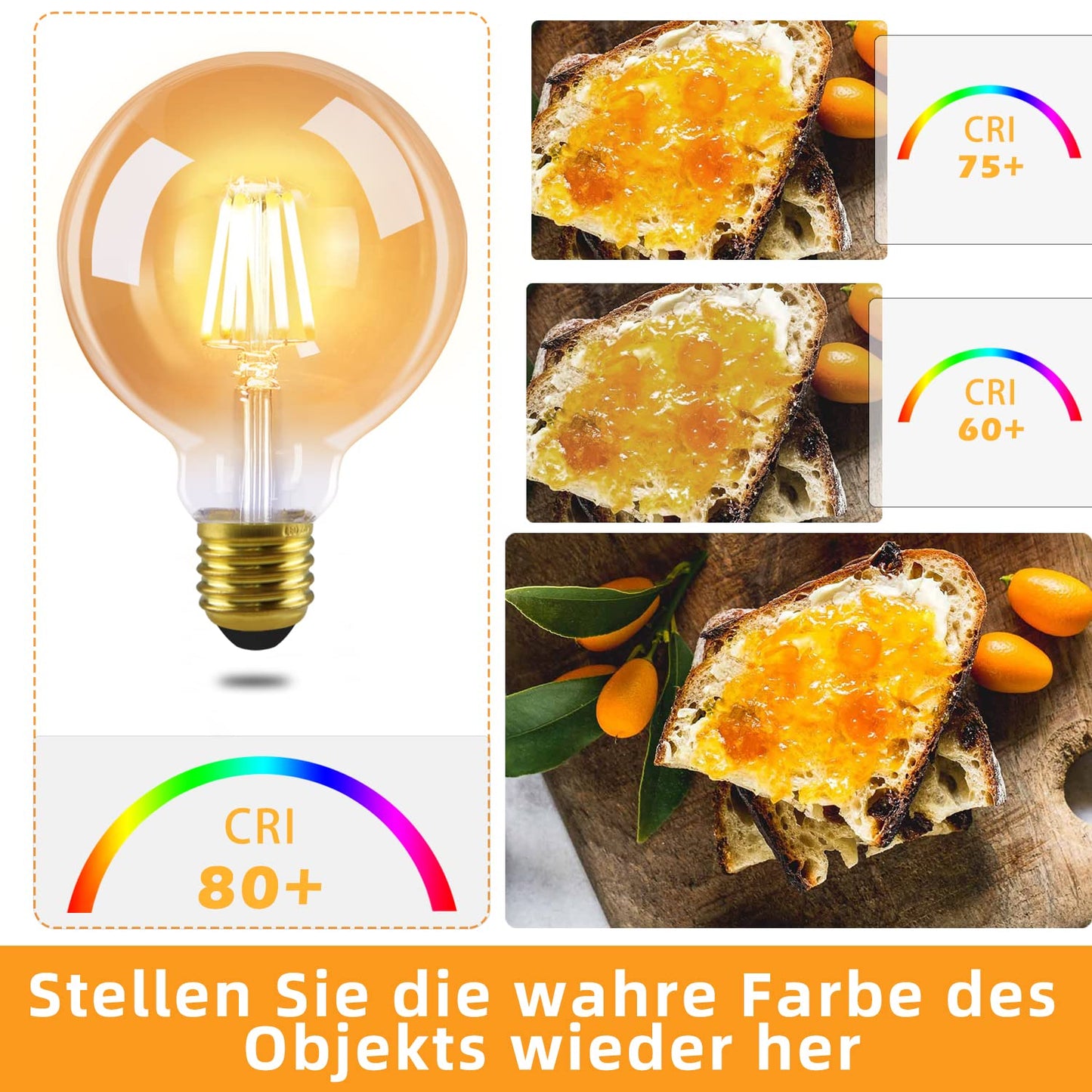 ZMH LED Lampe E27 Glühbirne Vintage: 2er Pack G80 edison Retro Glühlampe Warmweiß Filament Leuchtmittel 2700K Energiesparlampe 4W Glas Antike Dekorative Birne für Esszimmer Bar Haus