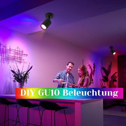 ZMH LED Deckenleuchte Schwarz Deckenstrahler: GU10 Deckenlampe Spots 1 Flammig 330°Schwenkbar Deckenspots Modern Flurlampe Industrial Wandstrahler für Wohnzimmer Schlafzimmer Küche Ohne Leuchtmittel