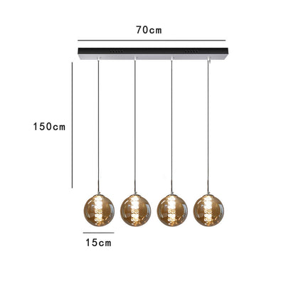 ZMH Pendelleuchte esstisch Pendellampe Höhenverstellbar Esszimmerlampe 4-Flammig Esstischlampe aus Glas in Farbe Bernstein Küchen Wohnzimmerlampe Schlafzimmerlampe Flurlampe