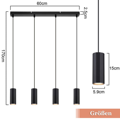 ZMH Hängelampe Esstisch Schwarz 4 Flammig - Pendelleuchte GU10 Wohnzimmer Industrial Esszimmerlampe Hängend Metall Modern Hängeleuchte für Innen Küche Schlafzimmer