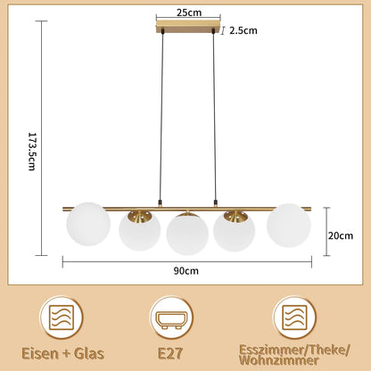 ZMH Pendelleuchte Esstisch Hängeleuchte Modern - E27 Glas Hängelampe Gold Esszimmerlampe 150CM Höhenverstellbar Vintage Esstischlampe für Esszimmer Wohnzimmer Bartheke I ohne Leuchtmittel