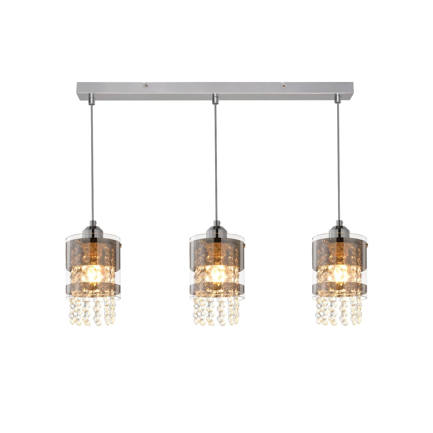 ZMH Pendelleuchte Modern Esstisch Hängelampe: 3 Flammig E27 Glas Hängeleuchte 150CM Max Höhenverstellbar Design Kristall Pendellampe für Wohnzimmer Schlafzimmer Küche Esszimmer Ohne Leuchtmittel