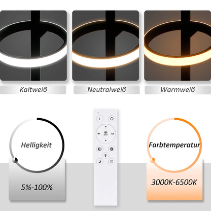 ZMH LED Pendelleuchte Esstisch Hängelampe Schwarz Esszimmerlampe Modern Dimmbar Esstischlampe mit Fernbedienung 42W Ring Hängeleuchte 150CM Höhenverstellbar Wohnzimmer Pendellampe für Esszimmer