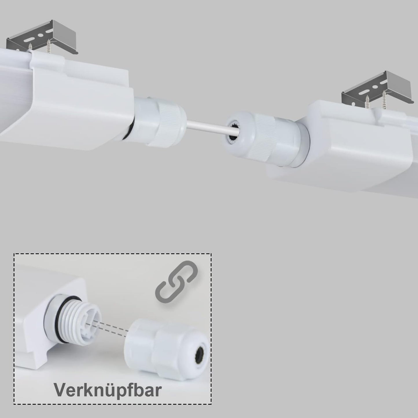 ZMH LED Feuchtraumleuchte 120CM mit Bewegungsmelder Deckenlampe - 36W Werkstattlampe IP65 Wasserfest Kellerlampe Neutralweiß 4000K Leuchtstoffröhre für Garage Werkstatt Küche Warenhaus Bad Büro