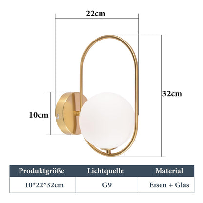 ZMH Wandleuchte Innen Wandlampe Modern - Gold aus Glas G9 Metall Design Wandbeleuchtung Badezimmer Vintage Kreatives Bettlampe für Wohnzimmer Schlafzimmer Flur Kinderzimmer - Ohne Leuchtmittel