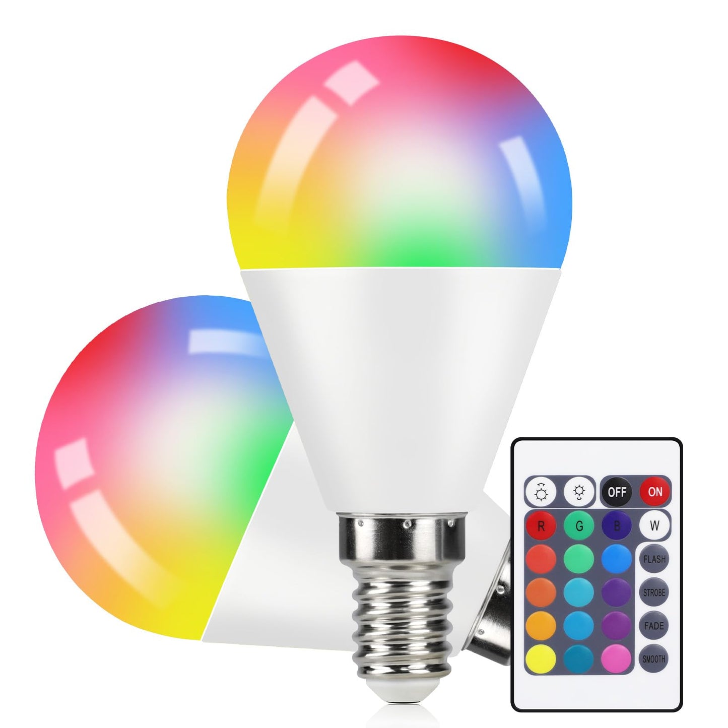 ZMH LED E14 Lampe RGB Glühbirne - 2er Pack Farbwechsel Leuchtmittel Warmweiß 3000K Edison Bulb 4W Dimmbar Farbige Birne Deko für Party Bar KTV