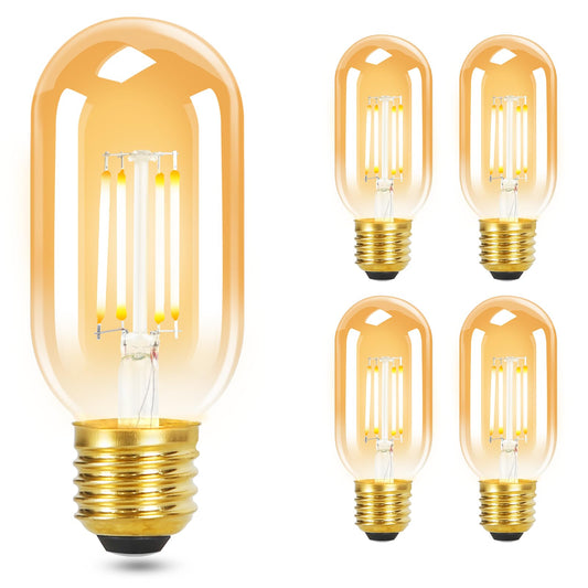 ZMH 4er pack E27 LED Warmweiss Vintage Glühbirnen - T45 LED Leuchtmittel Lampe E27 Birnen Edison 4W 2700K Energiesparlampe Light Bulbs Glühlampen Filament Retro Glas 360° Abstrahlwinkel