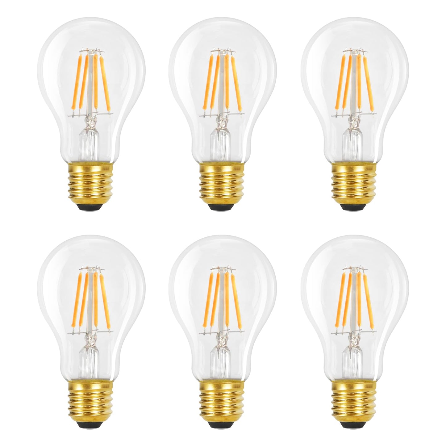 ZMH 6er pack LED E27 Glühbirne: A60 Vintage Lampe Edison Leuchtmittel 4W 2700K Warmweiss Glühlampe Retro Filament Birnen Bulb Energiesparlampe für Haus Café Bar - Nicht Dimmbar