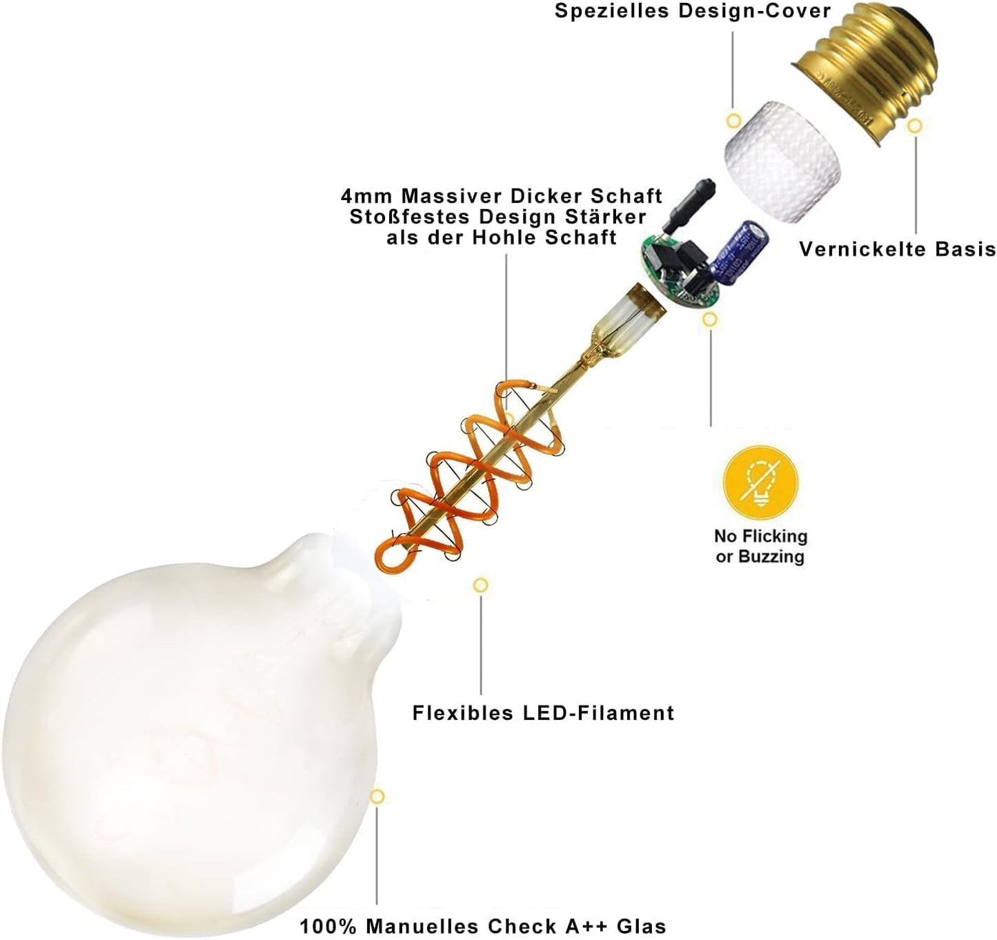 ZMH 1er pack LED Lampe E27 Glühbirne: G95 Vintage Warmweiss Leuchtmittel 4W 2200K Edison Glühlampe Retro Filament Birnen Bulb Energiesparlampe für Haus Café Bar nicht Dimmbar