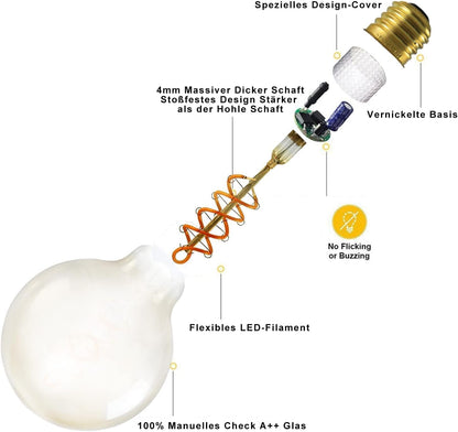 ZMH 1er pack LED Lampe E27 Glühbirne: G95 Vintage Warmweiss Leuchtmittel 4W 2200K Edison Glühlampe Retro Filament Birnen Bulb Energiesparlampe für Haus Café Bar nicht Dimmbar