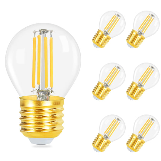 ZMH LED Glühbirne E27 Lampe: 6 stück Vintage Edison Glühlampe Warmweiß Retro Birne G45 2700K Bulbs 4W Filament Leuchtmittel Hochwertiges Glas Energiesparlampe für Hotel Café Haus Bar