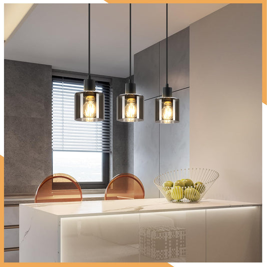 ZMH Pendelleuchte Esstisch Hängelampe Schwarz - Esstischlampe Hängend E27 Hängeleuchte Vintage 3 Flammig Esszimmerlampe Industrial Pendellampe Retro (ohne Leuchtmittel)