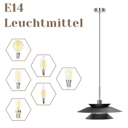 ZMH Hängelampe Esstisch Pendelleuchte Schwarz - Hängeleuchte Esszimmer Modern Esszimmerlampe Wohnzimmer E14 Esstischlampe Schlafzimmer 1 Flammig Pendellampe für Küche Hotel Flur(ohne Leuchtmittel)