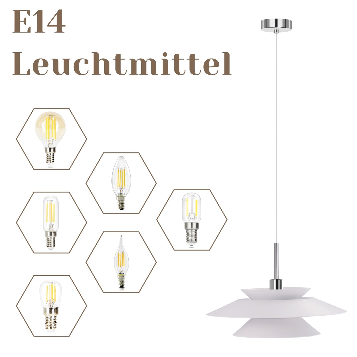 ZMH Pendelleuchte Esstisch Hängelampe Wohnzimmer - Esstischlampe Metall E14 Esszimmerlampe Hängend Modern Pendellampe 1 Flammig Höhenverstellbar für Esszimmer Küche Schlafzimmer(ohne Leuchtmittel)