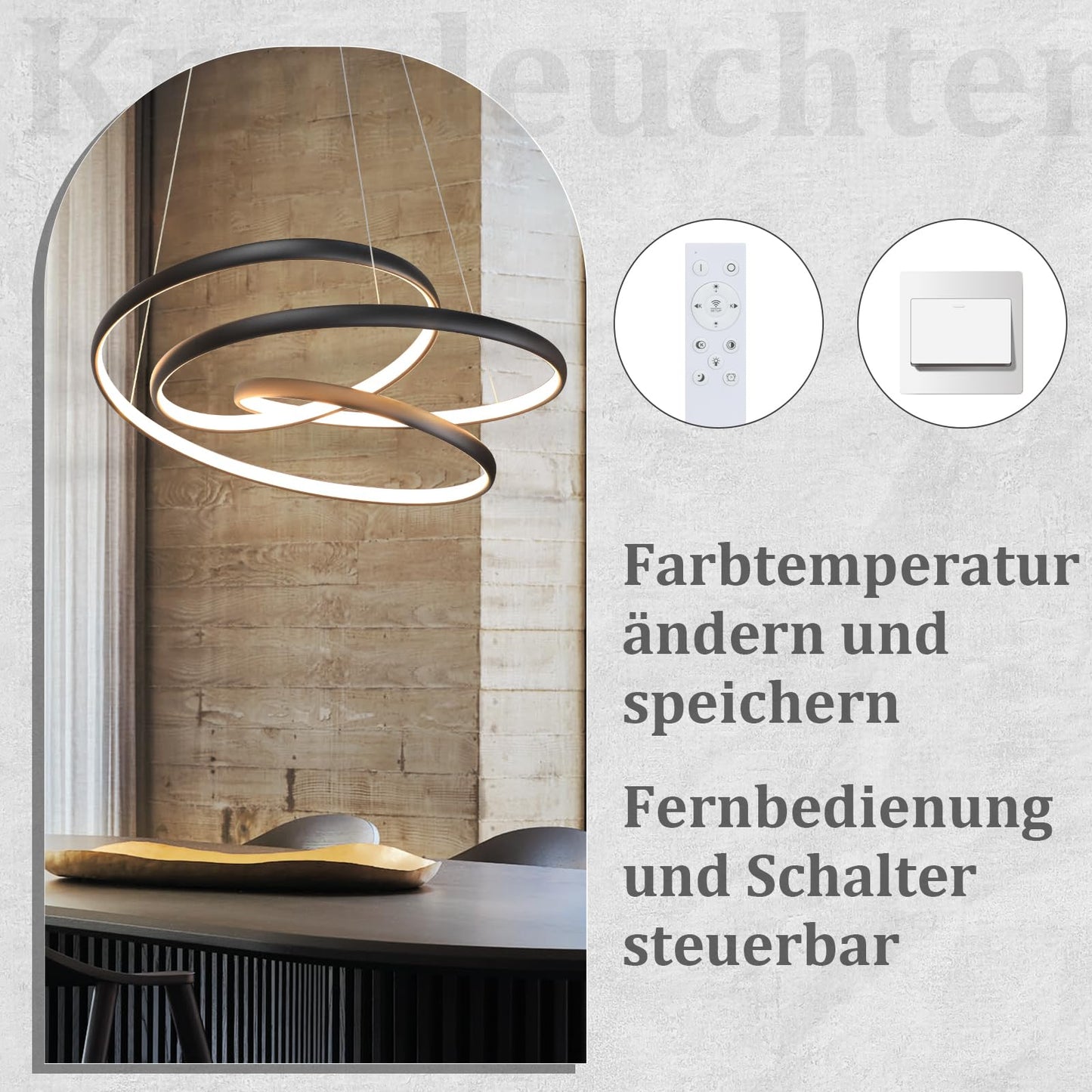 ZMH Hängelampe Esstisch Pendelleuchte Schwarz - LED Esstischlampe 55W Hängeleuchte Dimmbar 50CM Esszimmerlampe Modern Pendellampe mit Fernbedienung Wohnzimmerlampe Hängend für Wohnzimmer Schlafzimmer