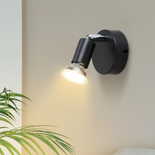 ZMH Wandleuchte Innen Wandstrahler Modern - Schwarz Wandlampe Wandspot GU10 Schwenkbar 350° Wandbeleuchtung Wand Lampen Stoffschrim MAX.40W Metall für flur Küche, ohne Leuchtmittel