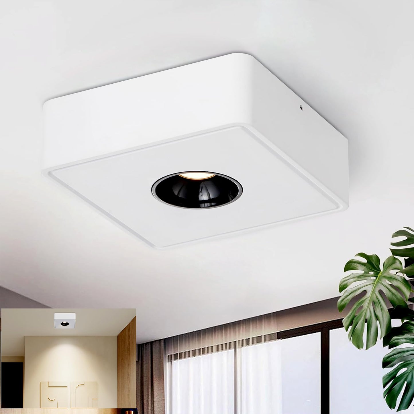 ZMH Deckenstrahler, LED-Aufbaustrahler ¨C 7 W Strahler, Deckenleuchte, Aufbaustrahler, Warmwei?, flacher Strahler, geeignet f¨¹r K¨¹che, Wohnzimmer, Esszimmer, Flur, Flur