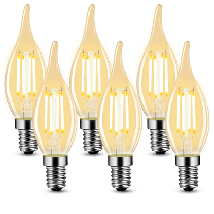 ZMH 6 er pack LED E14 Glühbirne Leuchtmittel: Lampe Warmweiß kerze Birne 4W 2700K Filament Retro Edison Glühlampe Vintage Light Bulb Glas Energiesparlampe - Nicht Dimmbar