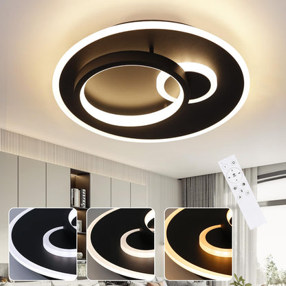 ZMH Led Deckenlampe Wohnzimmer Deckenleuchte Flur - Schwarz 33W Dimmbar Wohnzimmerlampe Modern Schlafzimmerlampe Rund Design Flurlampe mit Fernbedienung Deckenbeleuchtung f¨¹r K¨¹che Esszimmer B¨¹ro
