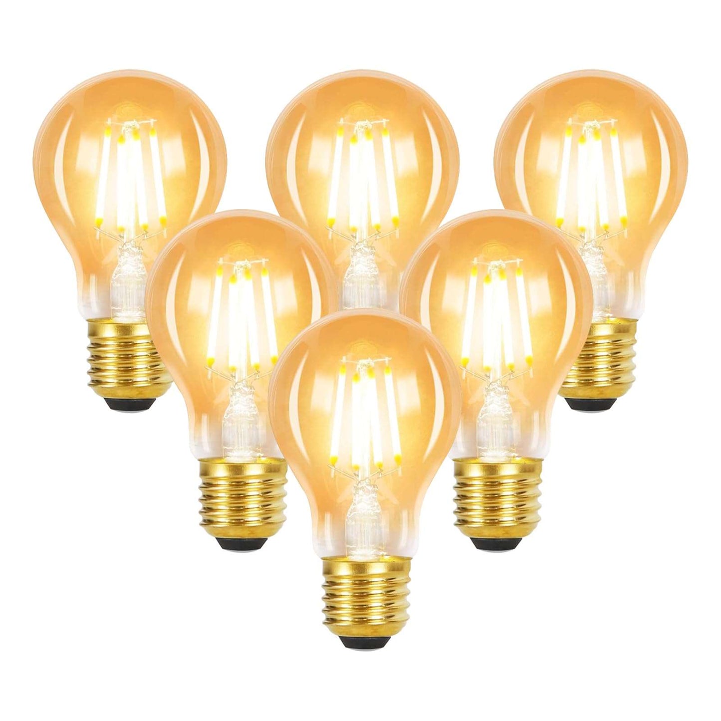 ZMH 6× LED E27 Glühbirne: A60 Warmweiss Lampe Vintage Leuchtmittel 4W 2700K Edison Glühlampe Retro Filament Birnen Bulb Energiesparlampe für Haus Café Bar nicht Dimmbar