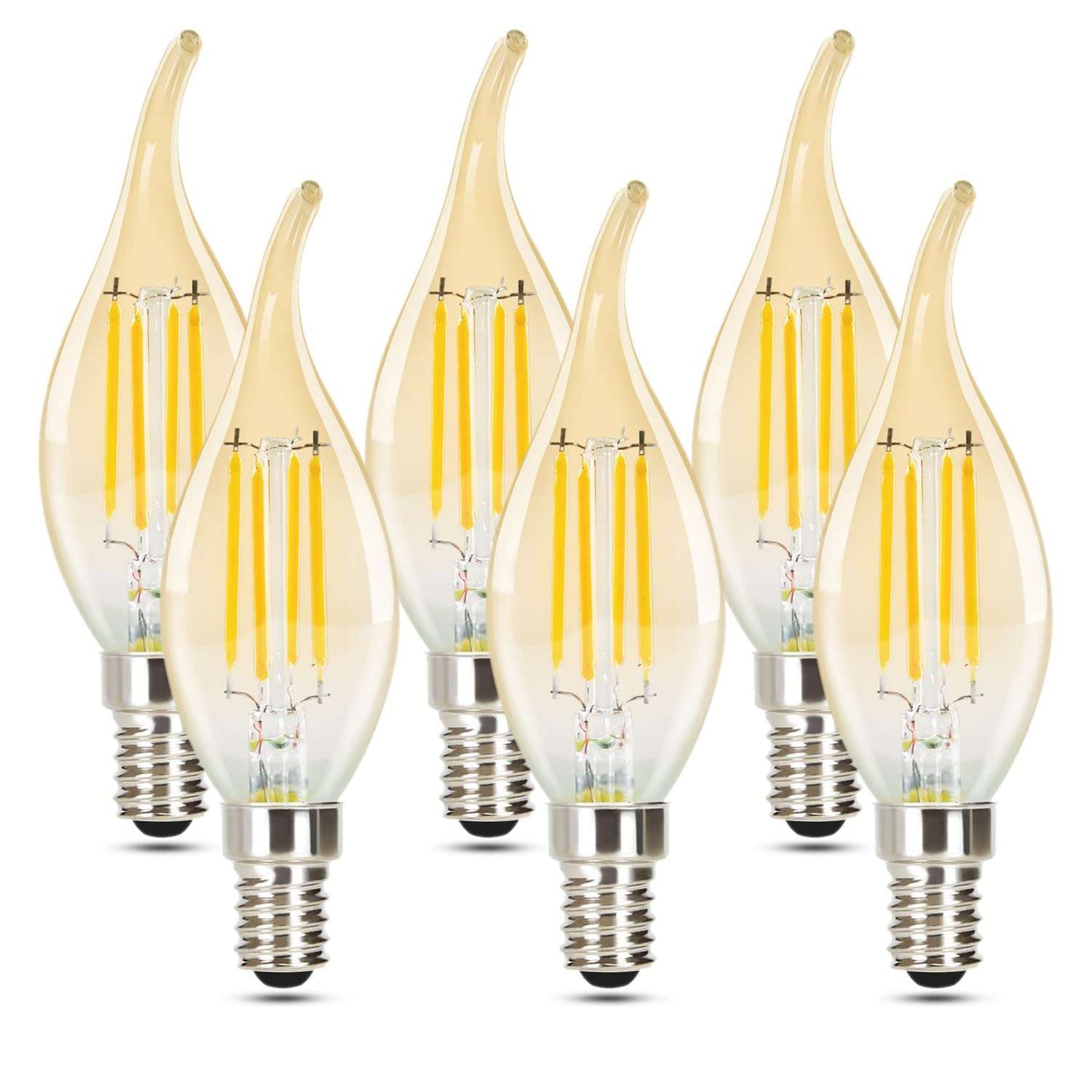 ZMH 6 Stück LED E14 Glühbirne Leuchtmittel: Lampe Warmweiß kerze Birne 4W 2700K Filament Retro Edison Glühlampe Vintage Light Weihnachten Bulb Glas Energiesparlampe