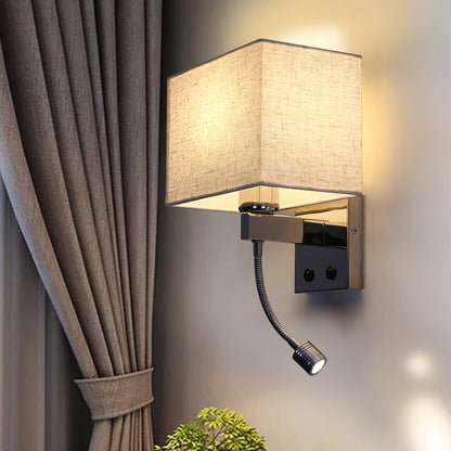 ZMH Wandleuchte Innen Wandlampe Schlafzimmer - Leselampe Bett E27 Bettlampe Wohnzimmer Modern Schlafzimmerlampe Stoffschirm Schwenkbar Nachttischlampe Wand für Flur Hotel (ohne Leuchtmittel)