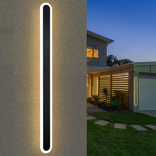 ZMH LED Wandleuchte Aussen Wandlampe: 100cm Schwarz Villa Außenlampe IP65 Wasserdicht Lang Außenleuchte Modern 21W Wandbeleuchtung Außenwandleuchte für Bad Schlafzimmer Garten Treppenhaus Terrasse