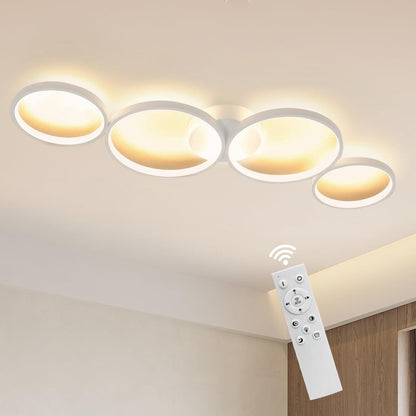 ZMH LED Deckenlampe Dimmbar Deckenleuchte: 4 Flammig Modern Wohnzimmerlampe 55W Ring Rund Weiß Schlafzimmerlampe mit Fernbedienung 88cm Design Bürolampe für Schlafzimmer Wohnzimmer Büro Küche