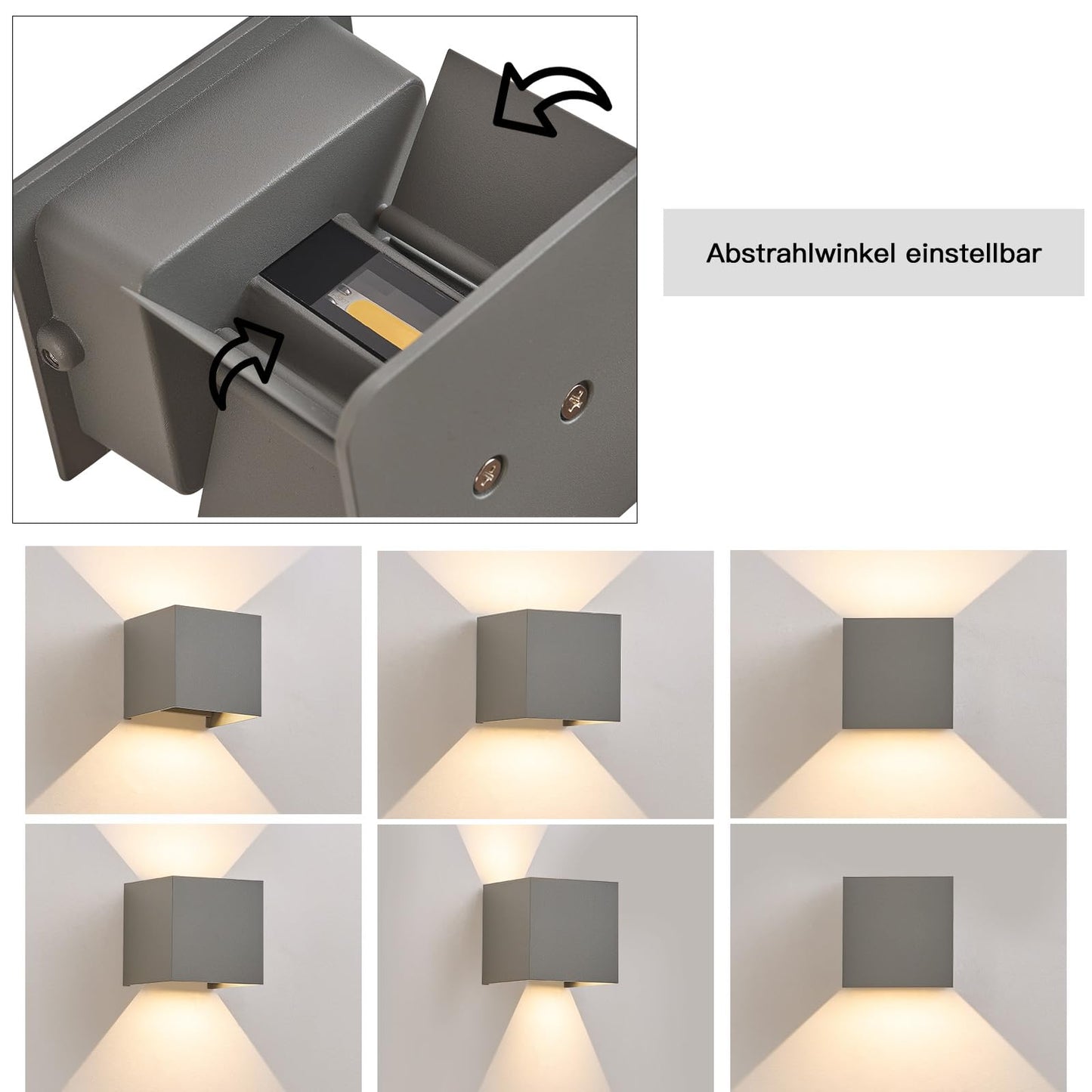 ZMH LED Wandleuchte Aussen Wandlampe innen - 4 Stück Außenwandleuchten Up Down Leuchte Aussen 5 W IP65 Wasserdicht Außenlampe Wand Wandbeleuchtung Grau Außenleuchte Wandstrahler für Hauswa