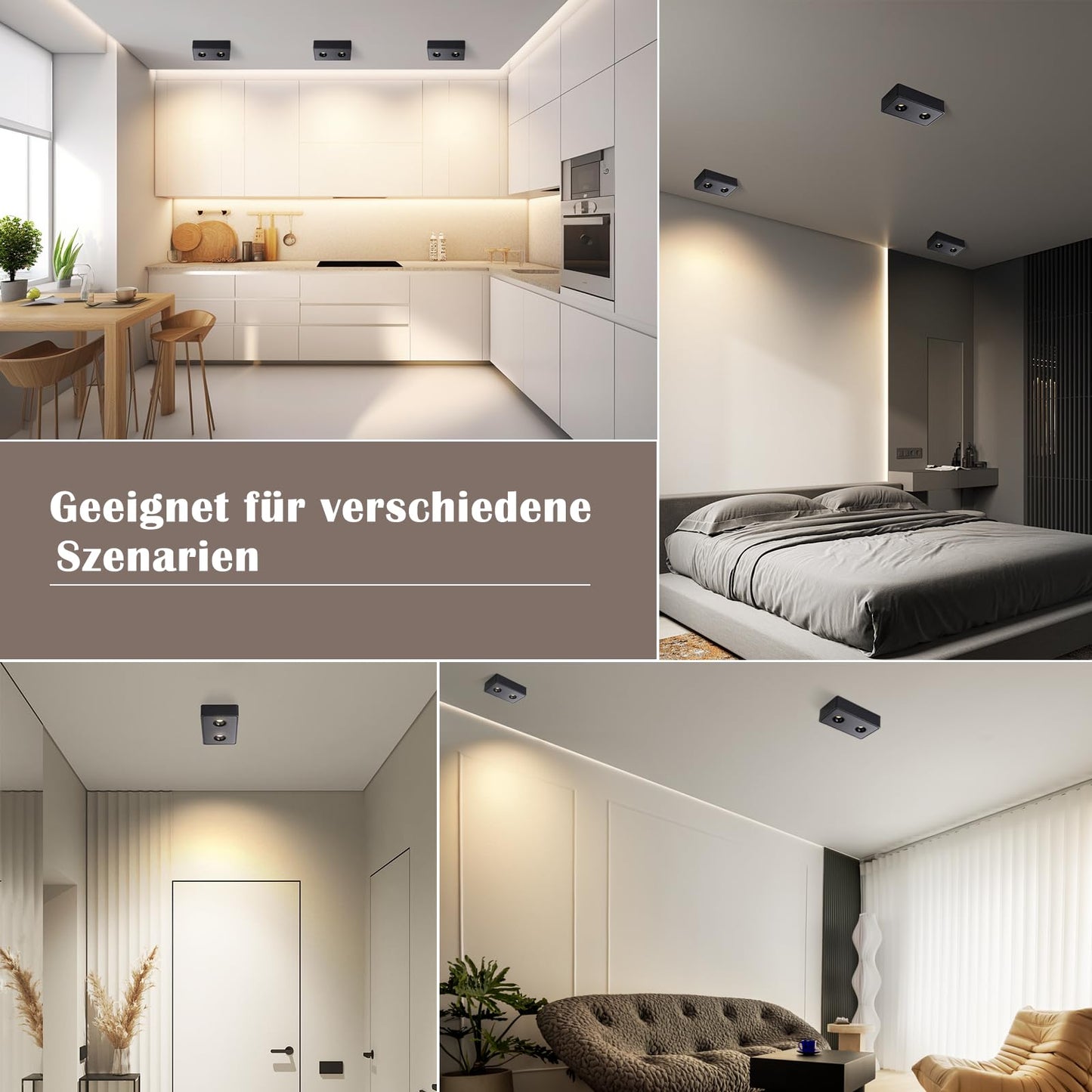 ZMH Spots Deckenleuchte LED Aufputz - Schwarz Aufbaustrahler mit 2 Flammig Deckenspots 14W Warmwei? Deckenstrahler Eckig Modern Spotbaken Flach Aufbauspot f¨¹r K¨¹che Wohnzimmer Esszimmer Korridor Flur