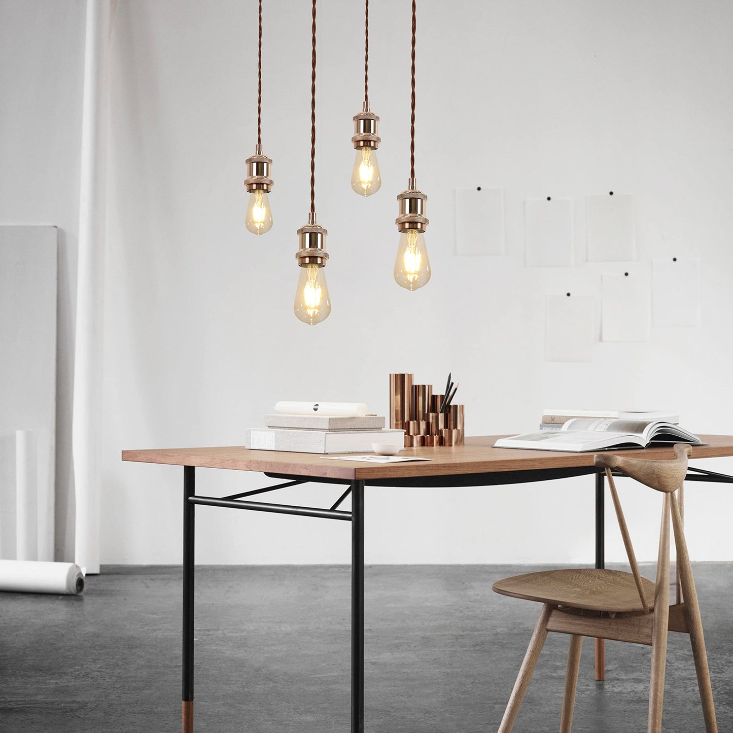 ZMH E27 Hängefassung Vintage Lampenaufhängung - Modern Schnurpendel Rosa Gold Hängefassung mit 1,3M Kabel Pendelleuchte Industrial mit Baldachin Schraubring Deckenbefestigung für Esszimmer, Bar, Cafe