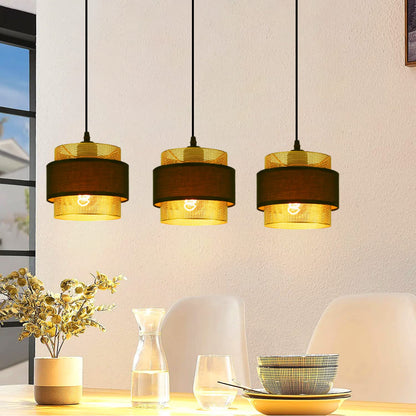 ZMH Pendelleuchte Esstisch Hängelampe Vintage - Hängeleuchte Retro mit 3 flammig Schwarz Gold Esstischlampe Industrial Pendellampe Hängend E27 Max.25W für Küche Esszimmer - Ohne Glühbirne