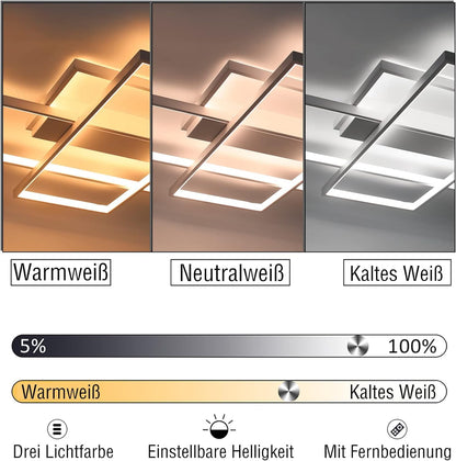 ZMH Deckenlampe LED Dimmbar Deckenleuchte: 65CM Weiß Wohnzimmerlampe 65W Modern Schlafzimmerlampe Geometrisch Küchenlampe Design Bürolampe mit Fernbedienung für Wohnzimmer Schlafzimmer Küche Büro