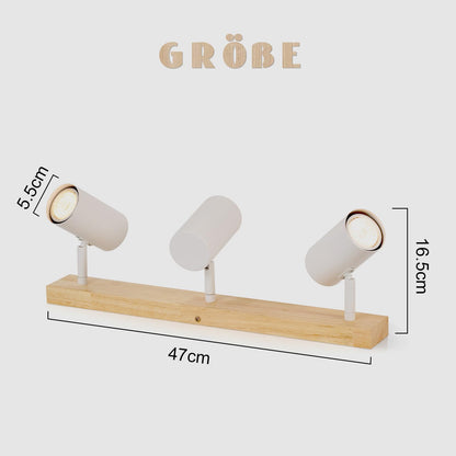 Deckenleuchte Holz Deckenstrahler 3 Flammig - Vintage Deckenlampe GU10 Deckenspots Modern Wei? Schwenkbar 350¡ã Flurlampe f¨¹r Schlafzimmer Wohnzimmer Arbeitszimmer Esszimmer K¨¹che