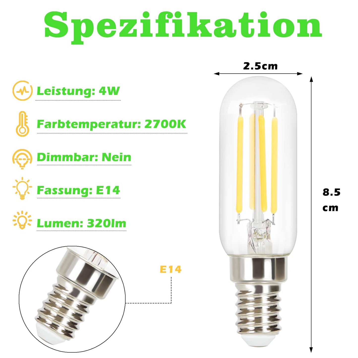 ZMH 6X LED Glühbirne E14 Vintage Glühlampe für Kronleuchter in LED Klar Kerzenlampe Warmweiß 2700K 40W Entspricht Glühlampe im Haus Café Bar Restaurant - Nicht Dimmbar