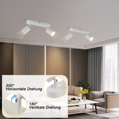 ZMH LED Deckenlampe Deckenstrahler Schwarz - 2 Flammig Deckenspots Flur GU10 Modern Deckenleuchte Flurlampe Schwenkbar Design Wandstrahler für Wohnzimmer Küche Schlafzimmer Esszimmer - Ohne Glühbirne