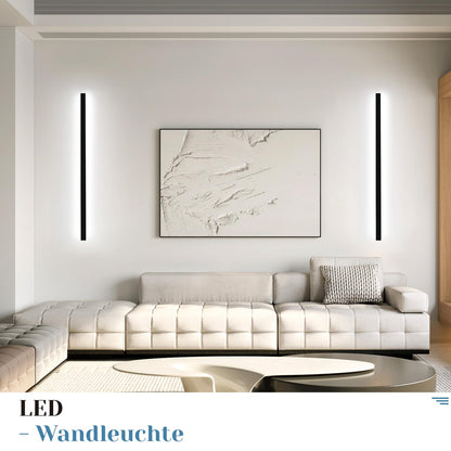 ZMH 2ER LED Wandleuchte Innen Wandlampe Schwarz - 100CM Wandbeleuchtung Wohnzimmer Modern Flurlampe Wand 32W Schlafzimmerlampe Metall Treppenhaus Beleuchtung Kaltweiß für Flur Wohnzimmer Küche Hotel