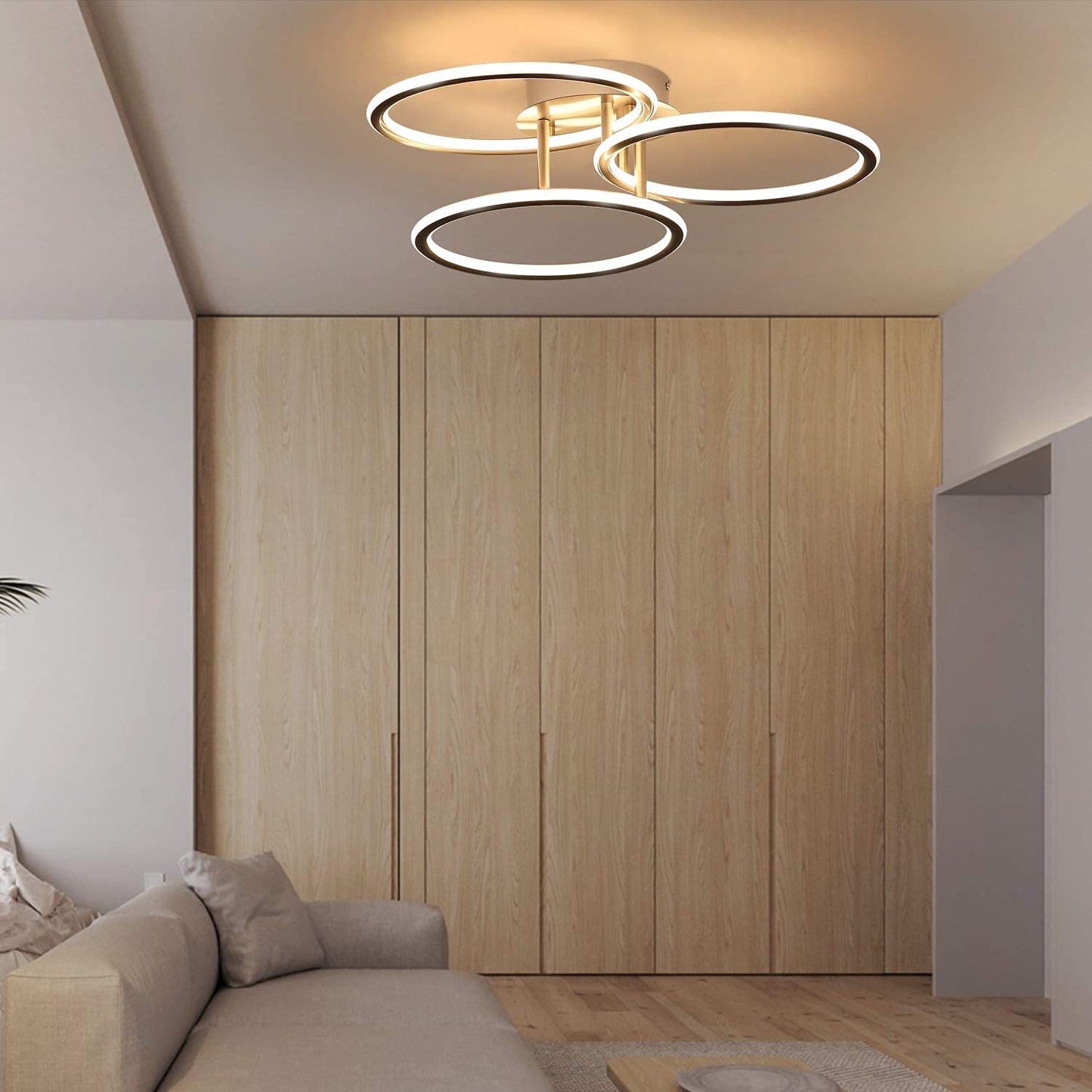 ZMH LED Deckenlampe Deckenleuchte Wohnzimmer-Modern Ringe Design Warmweiß Licht 3000K Schlafzimmerlampe 41W 3 Flammig aus Eisen und Aluminium Bürolampe Küchenlampe Flurlampe