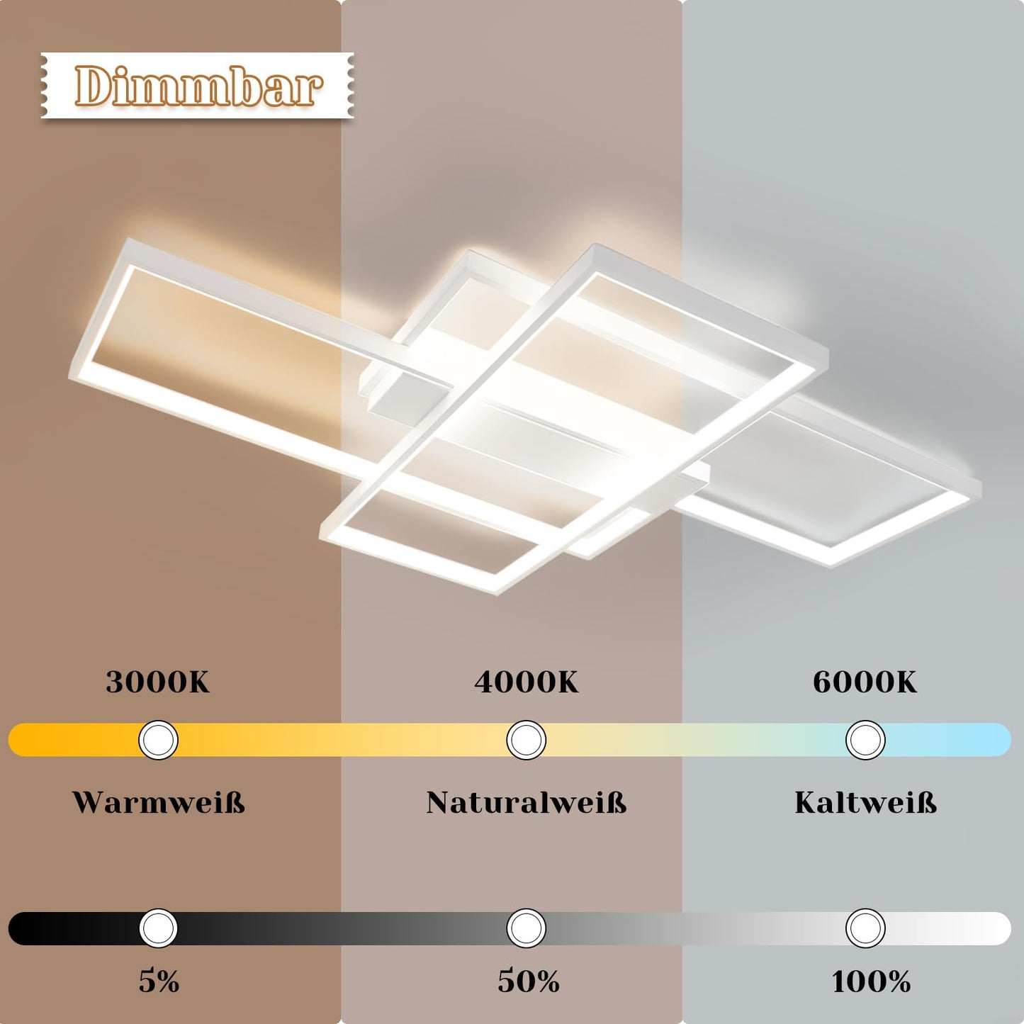 ZMH Deckenlampe LED Deckenleuchte Wohnzimmerlampe - 100cm Schlafzimmerlampe Dimmbar mit Fernbedienung 88W Wohnzimmer Deckenbeleuchtung Modern Küchenlampe Groß Weiß für Schlafzimmer Esszimmer Küche