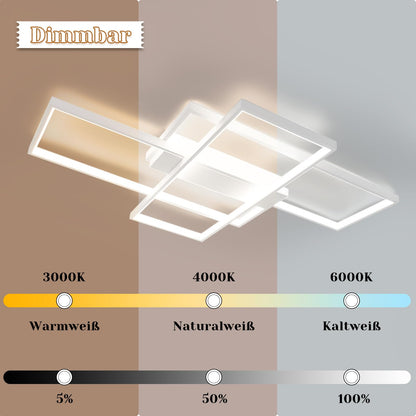 ZMH Deckenlampe LED Deckenleuchte Wohnzimmerlampe - 100cm Schlafzimmerlampe Dimmbar mit Fernbedienung 88W Wohnzimmer Deckenbeleuchtung Modern Küchenlampe Groß Weiß für Schlafzimmer Esszimmer Küche