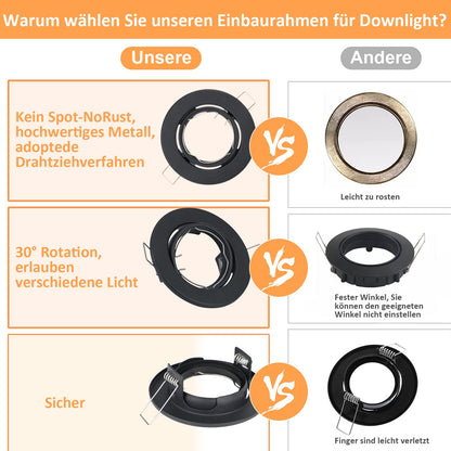 ZMH 12er LED Einbaustrahler GU10 Einbaurahmen - Einbauleuchten Spots Schwenkbar 30° Rund Einbauspots inkl. GU10 Fassung Chrom Halogen Rahmen geeignet für LED Leuchtmitte