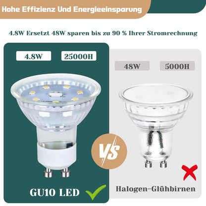 ZMH Gu10 Modern Warmweiss Leuchtmittel - 4.8W 3000K Lampe Ersetzt 48W Birnen Abstrahlwinkel 110¡ã Spot Energiesparlampe Gl¨¹hbirne Nicht Dimmbar Reflektorlampen mit Langer Nutzlebensdauer 6 pack
